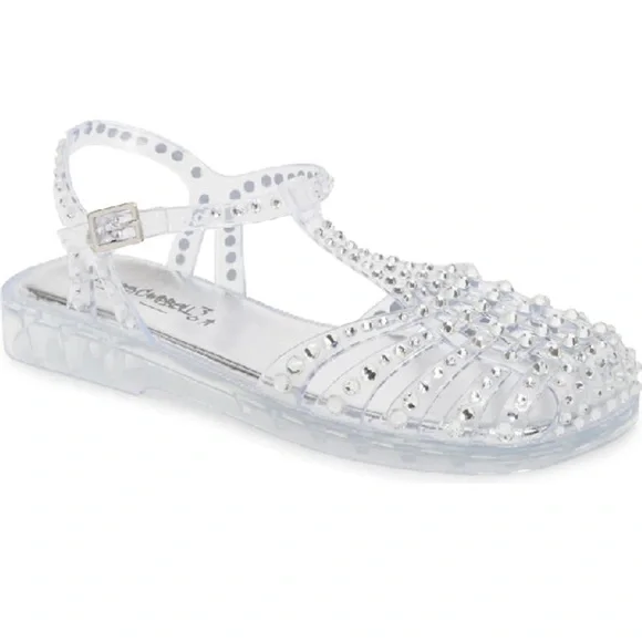 NWOT Jeffrey Campbell Transparent Jelly Embellished Ankle Strap Sandals Sz 8 - Picture 1 of 10